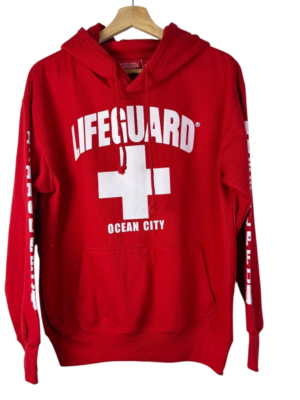 Boutique Officially Licensed Red Ocean City Lifeguard Pullover Sweatshirt S